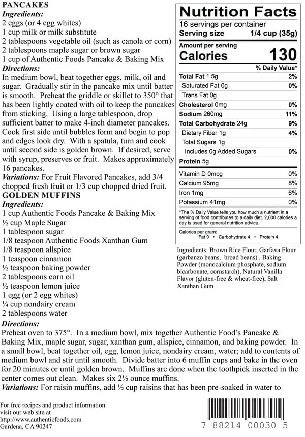 Authentic Foods Gluten-Free Pancake & Baking Mix – 7 lb Bag | All-Purpose Mix for Pancakes, Waffles & More