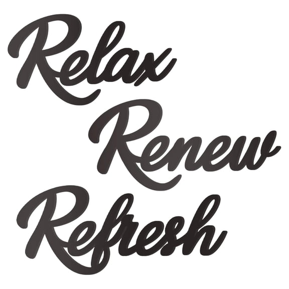 3 Pieces Bathroom Decor Wooden Bathroom Sign Relax Renew Refresh Sign (black)