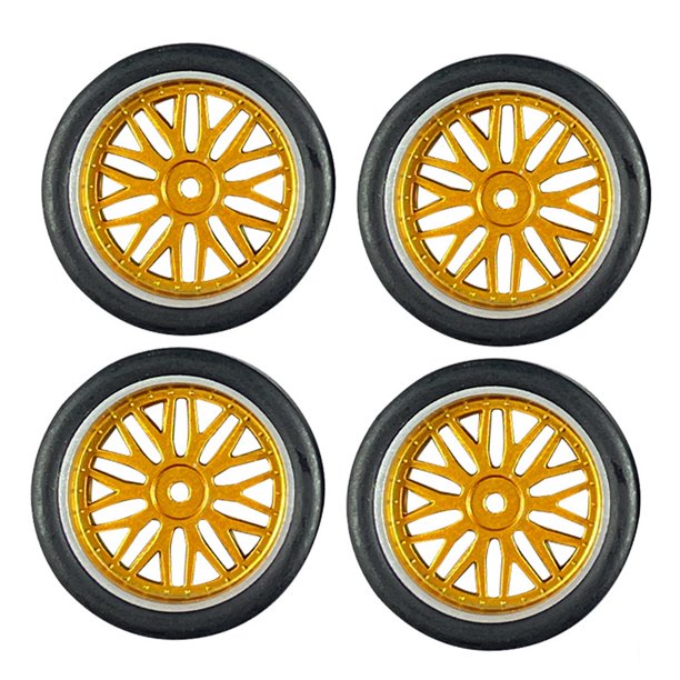 Juego de 4 llantas y neumáticos de repuesto Good Grip de 32 mm de diámetro para RC 1:18 Amarillo