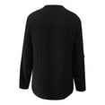 thumbnail image 3 of DuoJiaJ Women Solid Casual Button V Neck Pocket Long Sleeve T Shirt Top Women's Linen Shirts Black L, 3 of 4