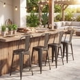 thumbnail image 2 of ELLEGNT 4 PCS 62 cm Counter Height Bar Stools – Metal Frame, Backrests & Footrests Included, Gun Metal, 2 of 10