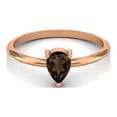 thumbnail image 2 of Smoky Quartz 6x4mm Pear Shape 925 Sterling Silver Rose Vermeil Mother's Day Gift Ring, 2 of 4