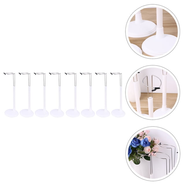 OULII 8pcs Doll Display Rack Stable Plastic Doll Stand For Rooms Neat And Secure Storage