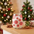 thumbnail image 6 of Christmas Glass Cups, Peppermint Candy Cane Pattern Drinking Tumbler, Clear Glass Cup for Xmas Holiday Table Setting, Christmas Glassware for Home Party, Clear, 6 of 6