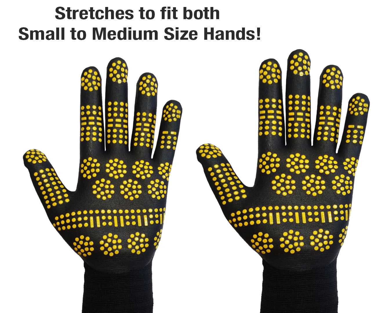 MidWest Gloves & Gear, Unisex, 6 Pack of Radial Max Grip™ Gloves, Black and Yellow, Size SM