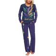 thumbnail image 1 of Puntoco Conjunto de pijama cómodo para mujer, conjunto de pijama con parte superior y pantalones casuales con estampado degradado para mujer, 1 of 4