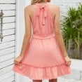 thumbnail image 5 of BLVB Summer Dresses for Women Sleeveless Pleated Ruffle Hem A-Line Flowy Party Beach Mini Sundress with Belt, 5 of 5