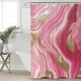 thumbnail image 5 of Pink Gradient Marble Shower Curtain, 72" x 72", Gold Foil Modern Abstract Waterproof Bathroom Curtain Washable Shower Curtain Set with 12 Hooks, 5 of 6