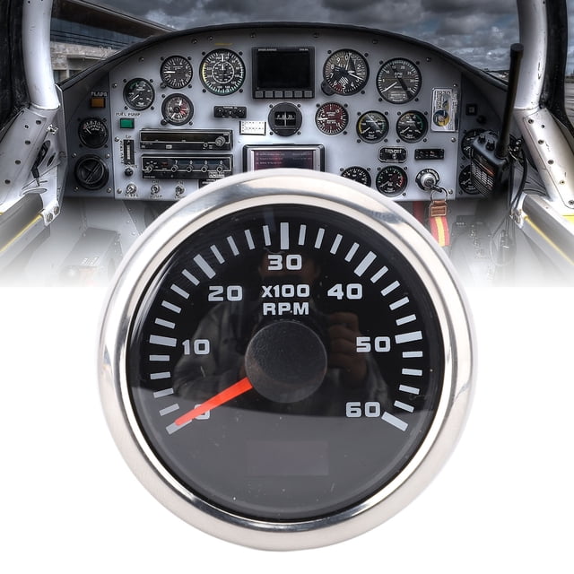 52mm Tachometer, 0 - 6000RPM Tachometer Gauge, 7 Color Backlit Marine RPM Tachometer Outboard Tachometer with Hour Meter for Marine Car Truck Gas Engine