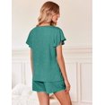 thumbnail image 5 of Ekouaer Women's Pajamas Set Ruffle Sleeves Sleepwear V Neck Comfy 2 Piece Pjs Loungewear Set with Pockets, 5 of 6
