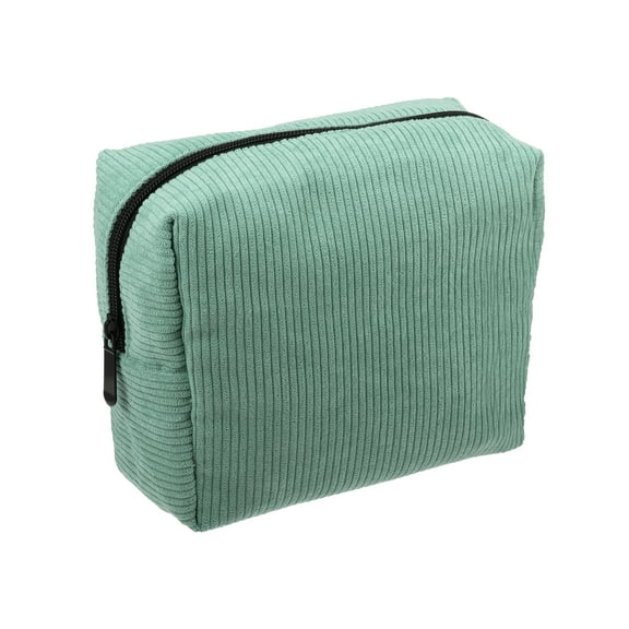 Unique Bargains Women Portable Makeup Bag for Vacation Camping Outdoor Activities Green Corduroy