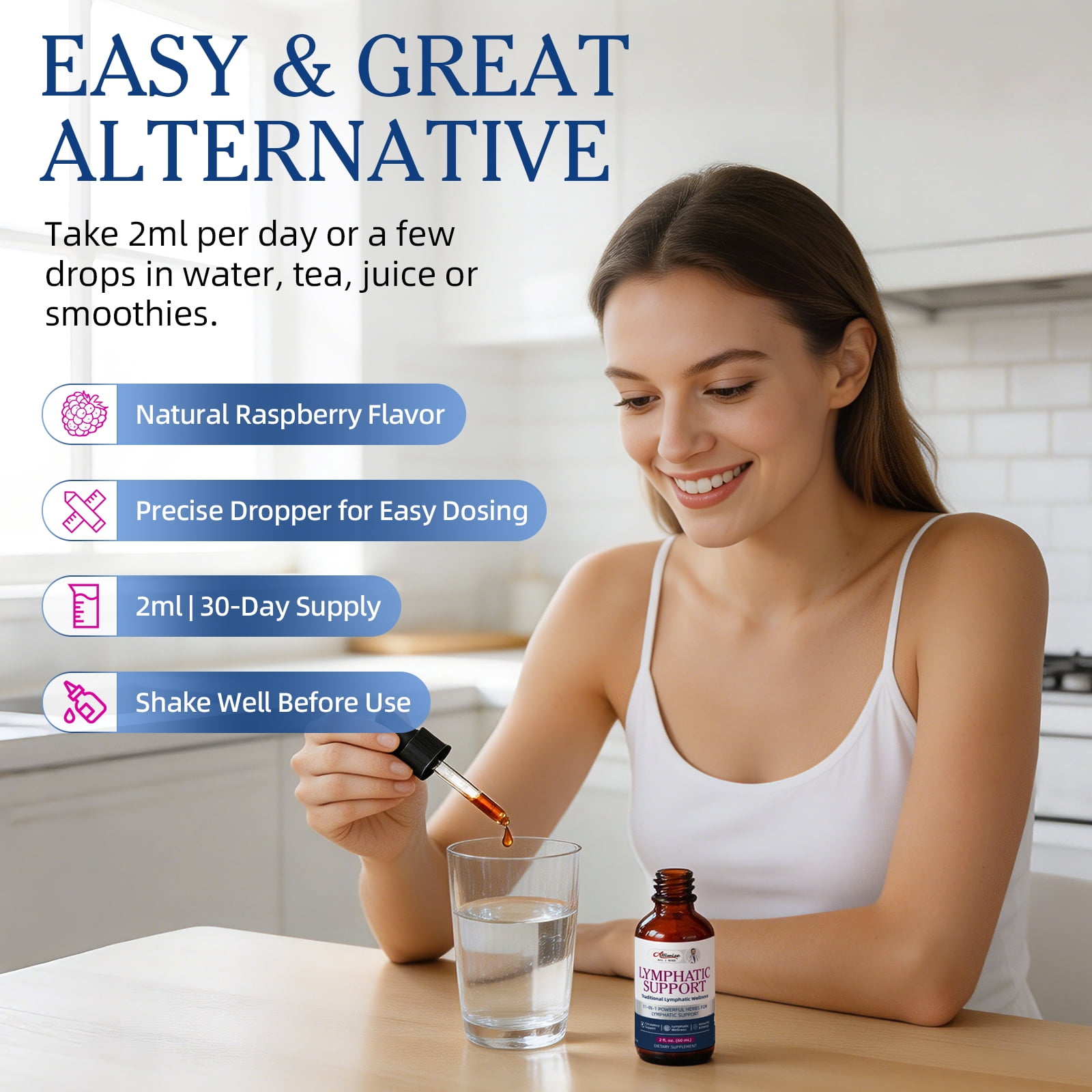 Lymphatic Drainage Drops - Immune & Lymph System Support - Lymphatic Cleanse with Echinacea & Dandelion - 2 fl oz