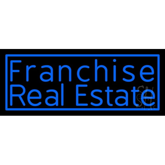 Franchise Real Estate LED Neon Sign 13 x 32 - inches, Black Square Cut Acrylic Backing, with Dimmer - Bright and Premium built indoor LED Neon Sign for office, and stroefront