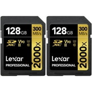 Lexar LSD2000128G-BNNNU Pro 2000x SD UHS-II 128GB Memory Card 2 Pack