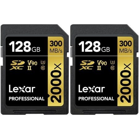 Lexar LSD2000128G-BNNNU Pro 2000x SD UHS-II 128GB Memory Card 2 Pack