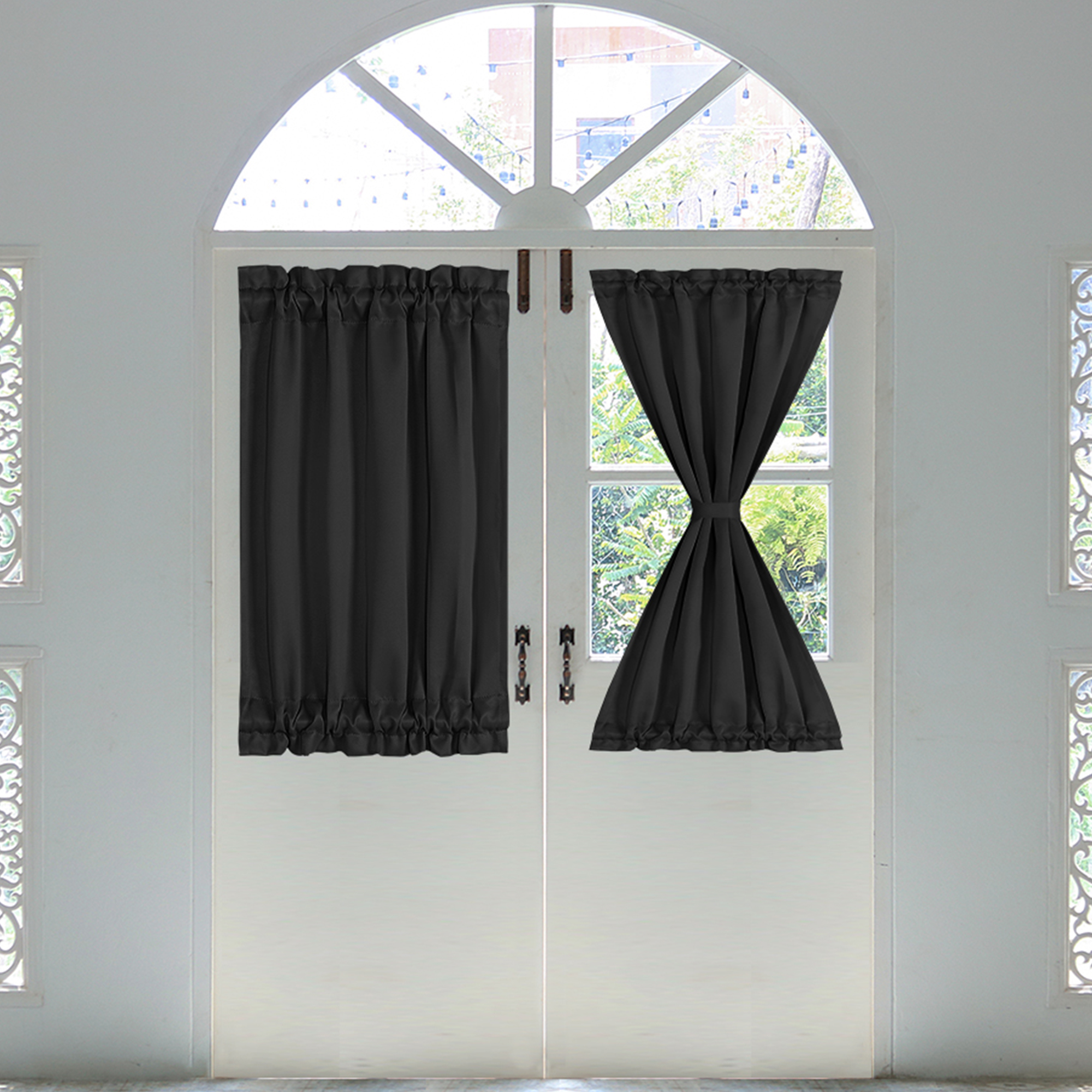 French Door Curtains Thermal Insulated Blackout Curtain Door Window Panel Curtain 25 X 72 Inch Dark Gray Walmart Com Walmart Com