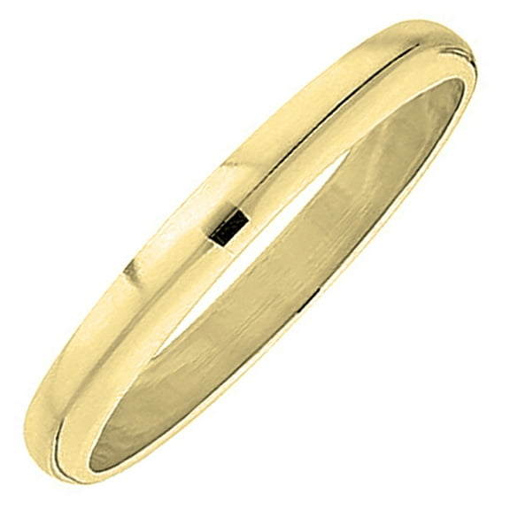 18K Yellow Gold Men's Ladies Unisex Ring Wedding Band 3MM Domed Plain Shiny Polished Traditional Fit