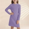 thumbnail image 2 of XUELUO Big Girls Dresses Ribbed Knit Long Sleeves Crew Neck Skirts Spring Winter & Daily Moments Kids Slim Sweater Dress, 2 of 5