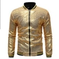 thumbnail image 2 of Herrnalise Jackets for Men Casual Solid Standing Collar Long Sleeve Sequin Dance Dress Zip Ja Gold, 2 of 5