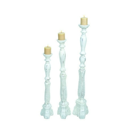 Benzara 14335 Carved and Elegant Wooden Candle Stand - Set of 3