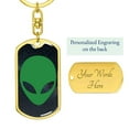 thumbnail image 3 of Alien Face Stainless Steel or 18k Gold Premium Swivel Dog Tag Keychain, 3 of 10