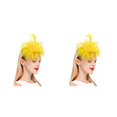 thumbnail image 3 of Sonducket Tocado de boda con flores para el pelo, estilo Retro, tocado de fiesta sencillo, colgante de cabeza de compromiso multiusos, amarillo Amarillo 2piezas, 3 of 6