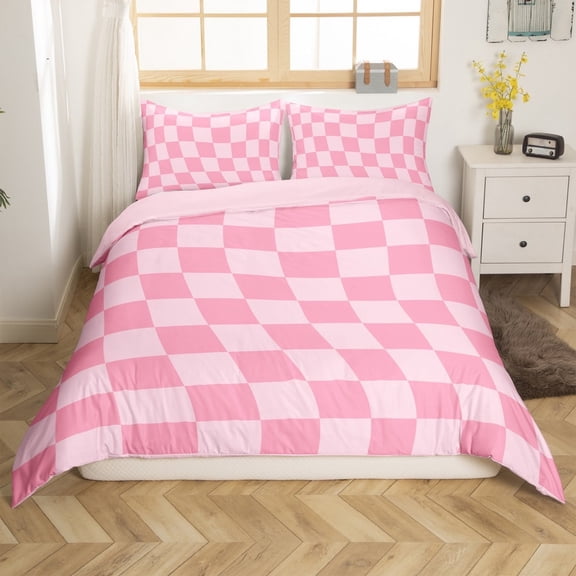 Erosebridal Geometry Checkered Duvet Cover Full,Plaid Square Bedding Full Size,Buffalo Decor,Reversible,Lightweight,3 Pieces(No Comforter)