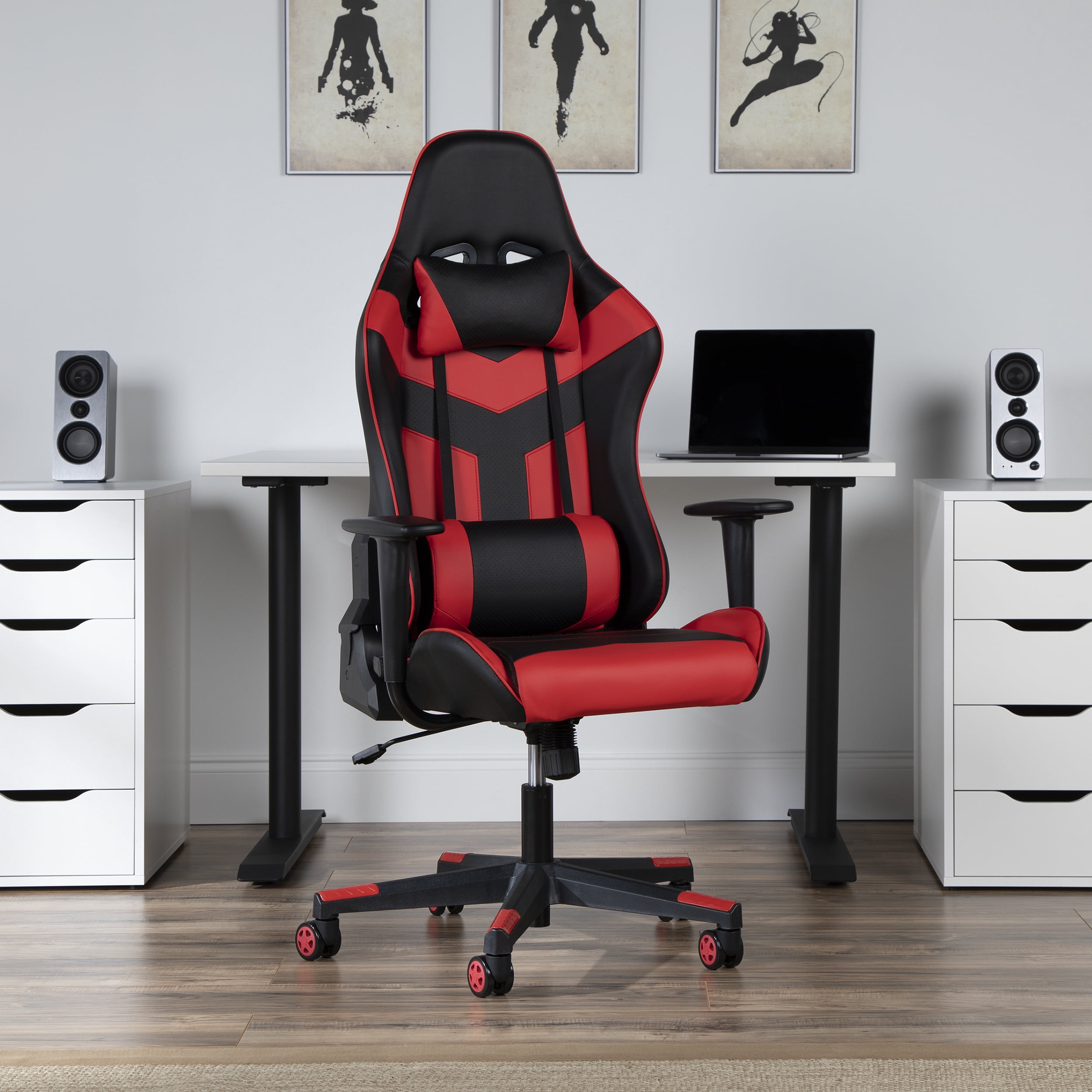 OFM Essentials Collection High Back PU Leather Gaming Chair, in Red (ESS-6075-RED)