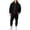 Black, variant on Delconic Mens Zip Up Fleece Hoodie and Jogger Sweatpants Set Long Sleeve Drawstring Hood Ribbed Cuffs Casual Tracksuit Black L