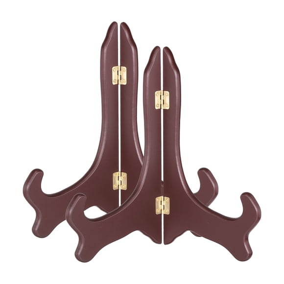 Uxcell 2Pcs Wooden Easel Plate Holder, 12" Small Wood Easels Folding Table Display Stand for Decorative Picture Frame Book Artwork Desktop Ornaments, Burgundy