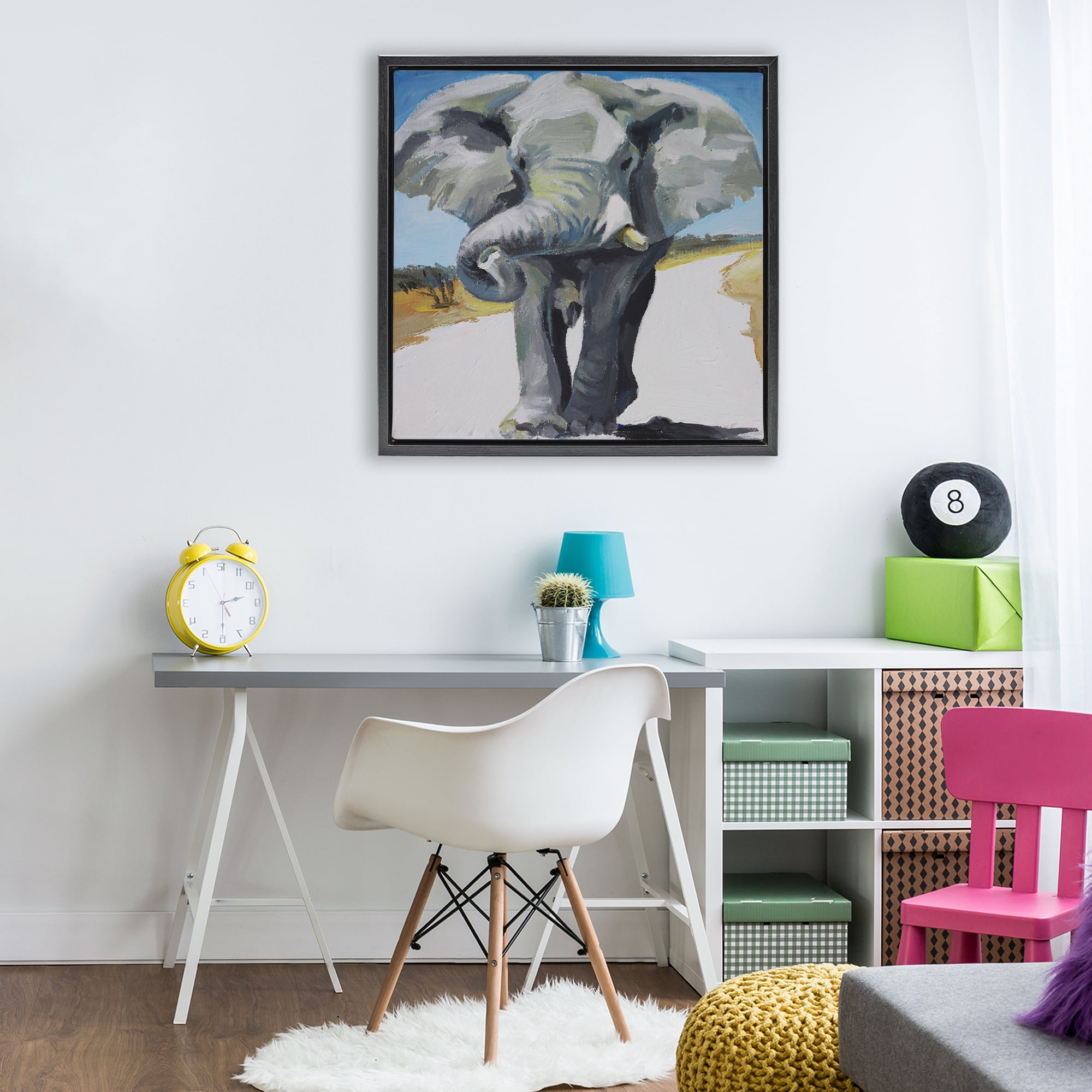 Stupell Industries Majestic Elephant on Path Black Framed Floater Canvas Wall Art, design by Violeta Vollmer