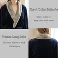 thumbnail image 6 of Women's Fleece Long Robe Warm Flannel Sherpa Trim Plush Bathrobe with Belt Pockets ,L & Blue, 6 of 9