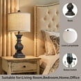 thumbnail image 3 of Oneach Farmhouse Black Table Lamp for Living Room Bedroom 20.5" Retro Nightstands Bedside Lamp Resin Vintage Rustic, 3 of 10
