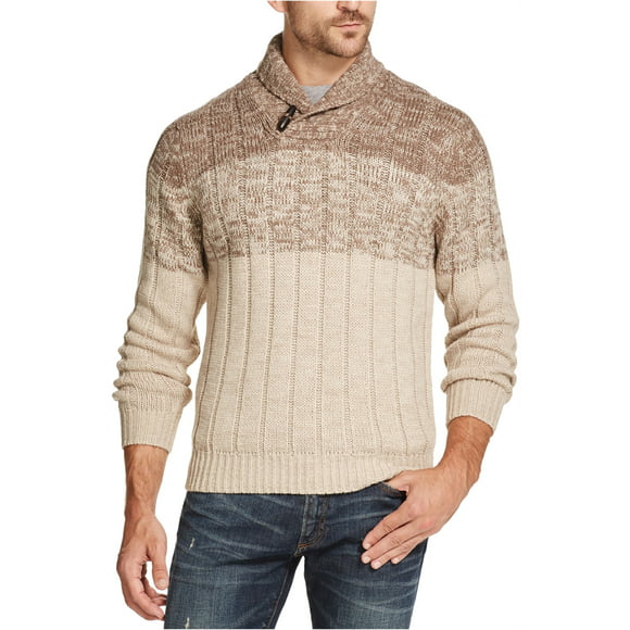 Weatherproof Mens Ombre Shawl Sweater, Beige, Small