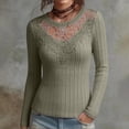 thumbnail image 2 of IMENGL Long Sleeve Shirts for Women Casual Lace Mesh Gothic Layering Ribbed Soft T-Shirt Women's Basic Tee Long Sleeve Tops,Brown, 2 of 5