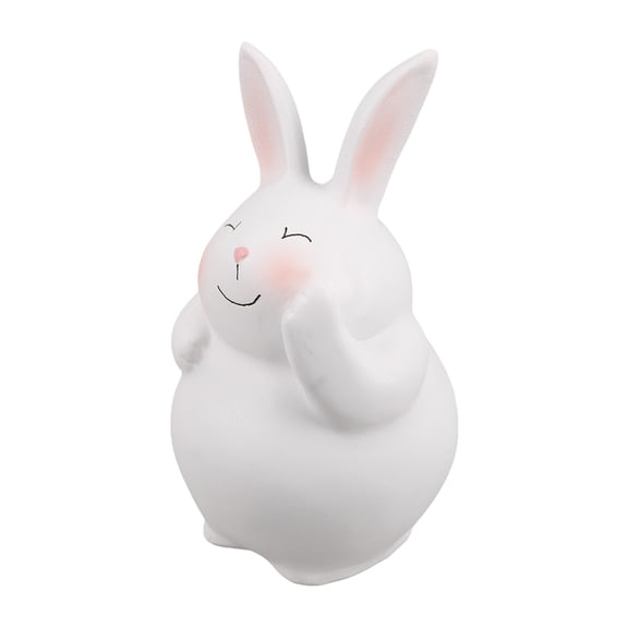 HOOWIFFY White Resin Bunny Sculpture Seasonal Home Decor Figurine