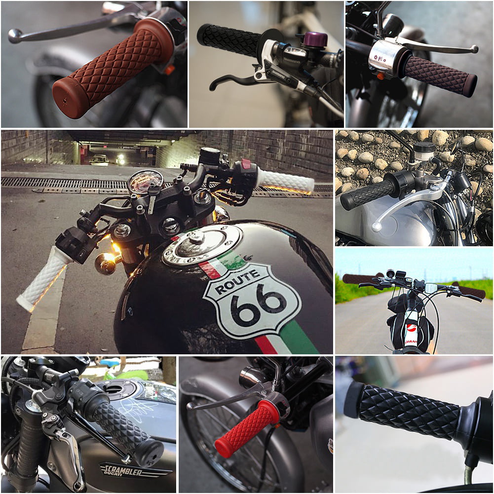 22mm 7/8 Universal Vintage Soft Rubber Handle Bar Hand Grips for Motorcycle Dirt Bike Black Qiilu Motorcycle Handlebar Grips 