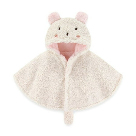 

DNDKILG Children Girls Button Up Cloak Toddler Baby Fleece Sleeveless Fall Winter Outerwear Hooded Ears Jackets White 1Y-6Y
