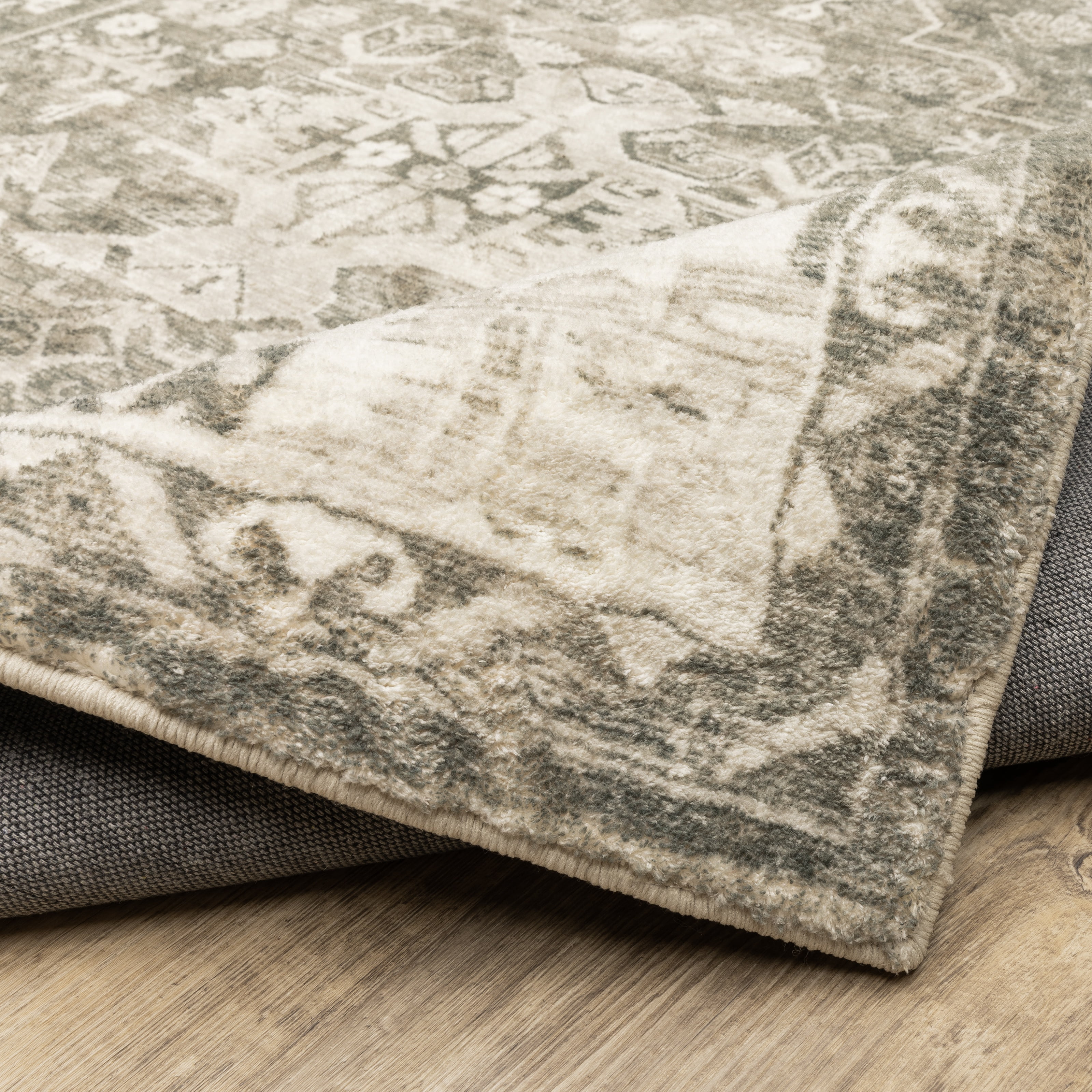 Avalon Home Silvana Distressed Border Area Rug, 2' X 8' Runner, Charcoal/ Ivory