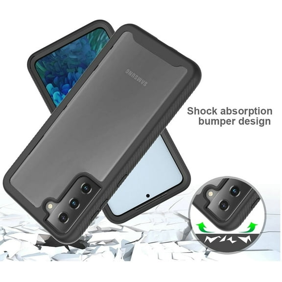 Samsung Galaxy S21 (6.2") Case Transparent Clear Dual Layer Rugged Bumper Frame Hybrid Shockproof Rubber TPU Defender ,Xpm Phone Cover for Galaxy S21 - Black