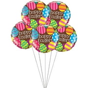 PMU Happy Easter Eggs and Chocolate 18 Inch Mylar Foil Balloon Pkg/5
