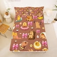 thumbnail image 5 of Erosebridal Pink Bowknot Kawaii Bow Bed Sheets,Cute Animal Capybara King Sheets For Kids Teens 4pcs, 5 of 6