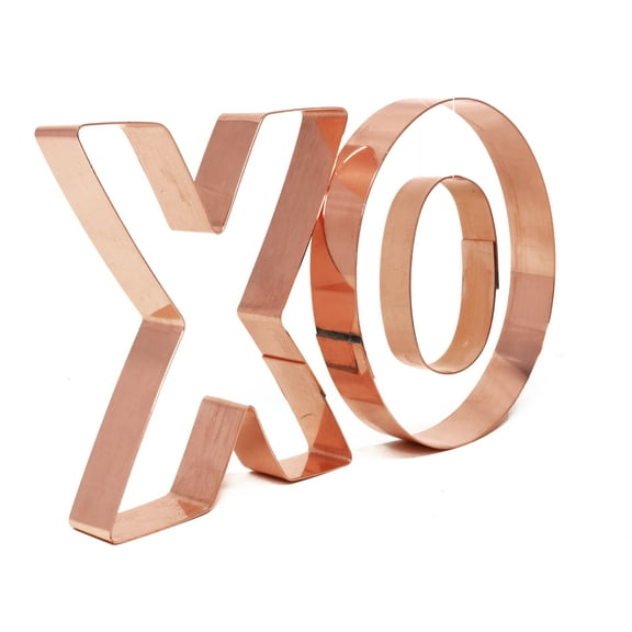 4 Inch Tall Hugs and Kisses XO Cookie Cutter Pair - Handcrafted Copper Cookie Cutter by The Fussy Pup