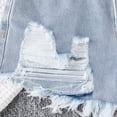 thumbnail image 3 of SNKSDGM Anniversary Girls Ripped Denim Shorts High Waist Distressed Hem Summer Fashion Teenage Casual Elastic Waist Comfortable Jean Shorts for 8-12 Years Old, 3 of 8