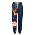 thumbnail image 4 of Women's Casual Fashion Christmas Print Sweatpants, Long Casual Pants with Drawstring Waist for Sports and Home Wear, Comfortable Material,Dark Blue,3XL, 4 of 6