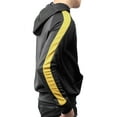 thumbnail image 2 of Mens Stripe Track Pullover Hoodie Skinny Fit Stretch Casual Elastic Athletic Training Slim Hoodies, 2 of 5