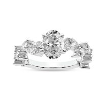 IGI Certified 4 Carat Oval Shape Lab Grown Diamond Engagement Ring | 14K White Gold | Hester Petite Side Stone Diamond Ring | FG-VS1-VS2 Quality Friendly Diamonds