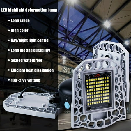 

LED Garage Light Deformable Ceiling Lamp Bulbs Waterproof for Warehouse Working 3000K 80W