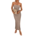 thumbnail image 1 of Vestido Largo Ajustado sin Tirantes PRETTYGARDEN Tubo Khaki XL, 1 of 7