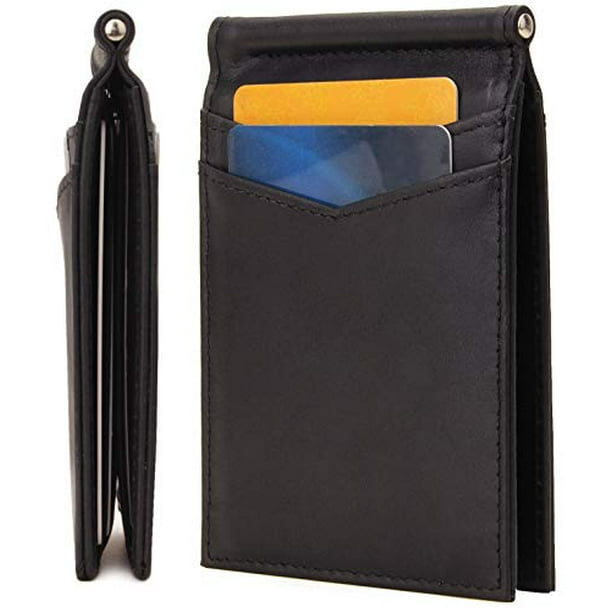 Pieros Rfid Blocking Leather Men S Bifold Wallet With Id Window Men S Wallet With Money Clip Inside Ultra Thin Super Slim Minimalist Genuine Full Grain Leather Wallet With Gift Box